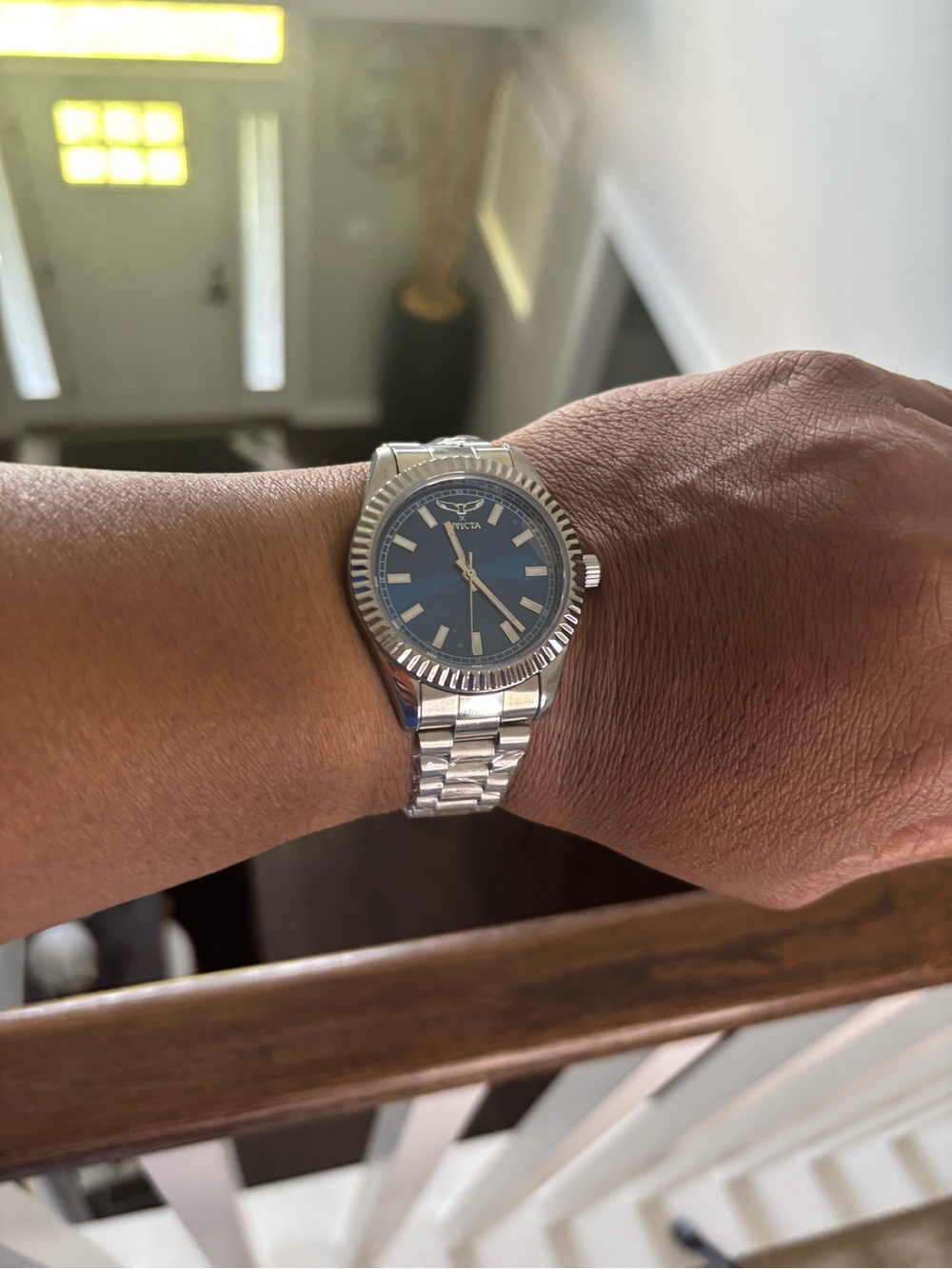 Invicta Silver Watch with Blue Dial